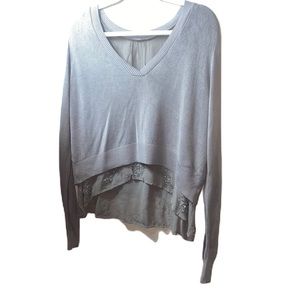 Chan Luu Beaded Lace Hem Sweater